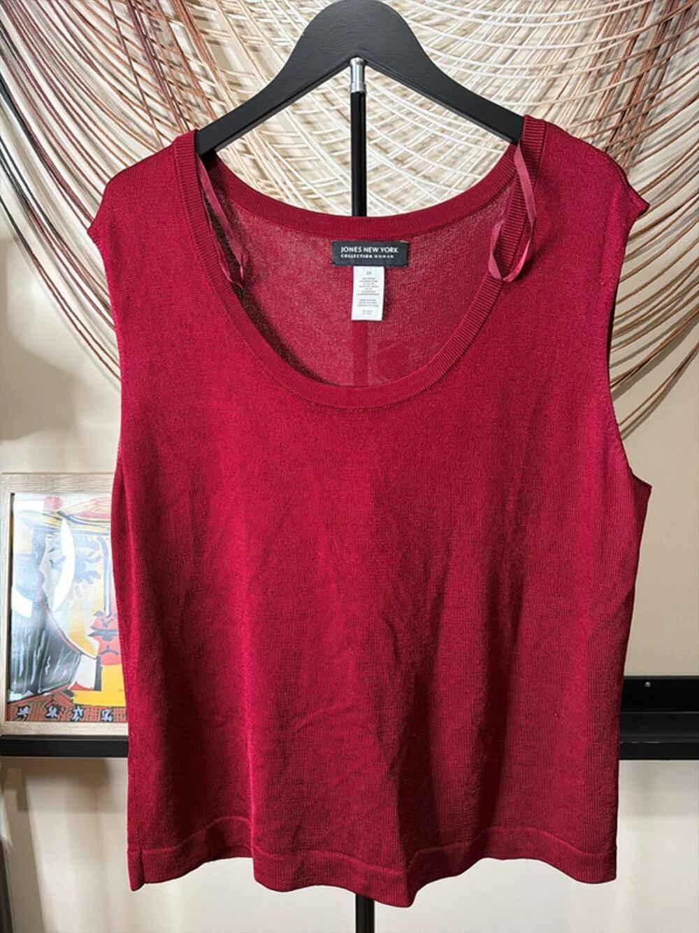 3 for $9 Jones, New York 2X wine sleeveless top EUC 2168